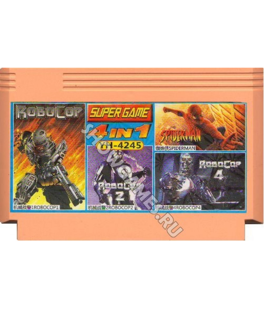 Сборник игр для Денди 8 Бит [4 в 1] - Robocop / Robocop 2 / Robocop 3 / Spider Man