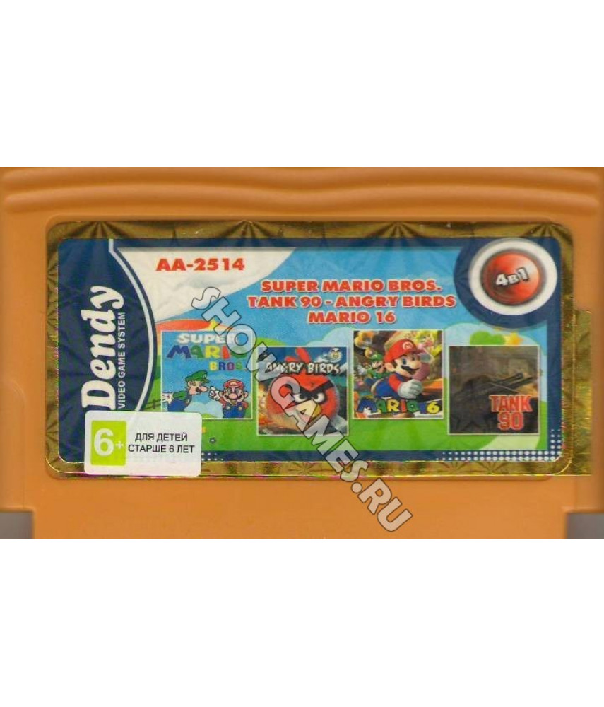 Сборник игр для Денди 8 Бит [4 в 1] - Super Mario Bros. / Tank 90 / Angry Birds / Mario 16