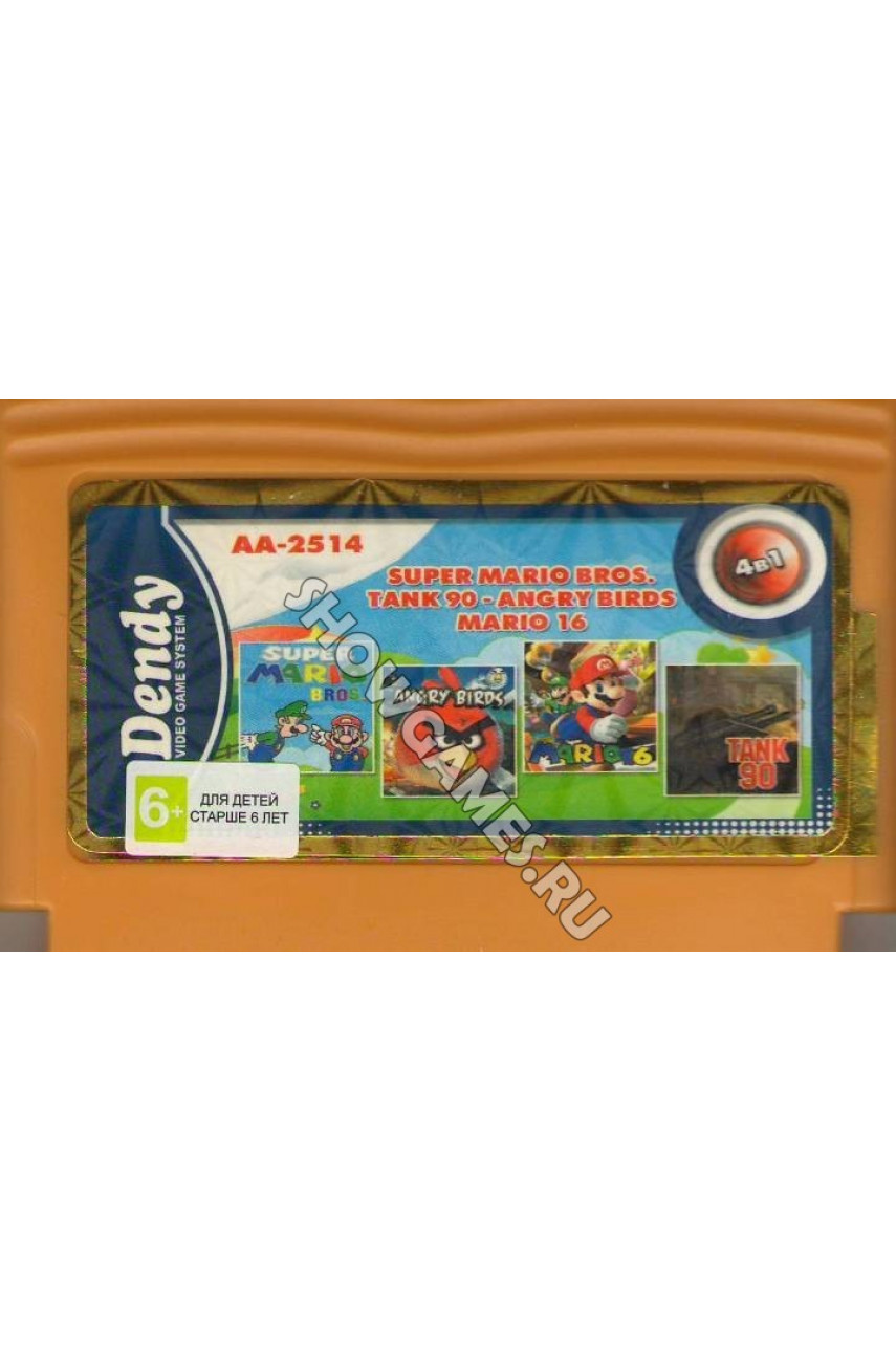 Игры для Денди 8 Бит [4 в 1] - Super Mario Bros. / Tank 90 / Angry Birds / Mario  16 - Showgames.ru