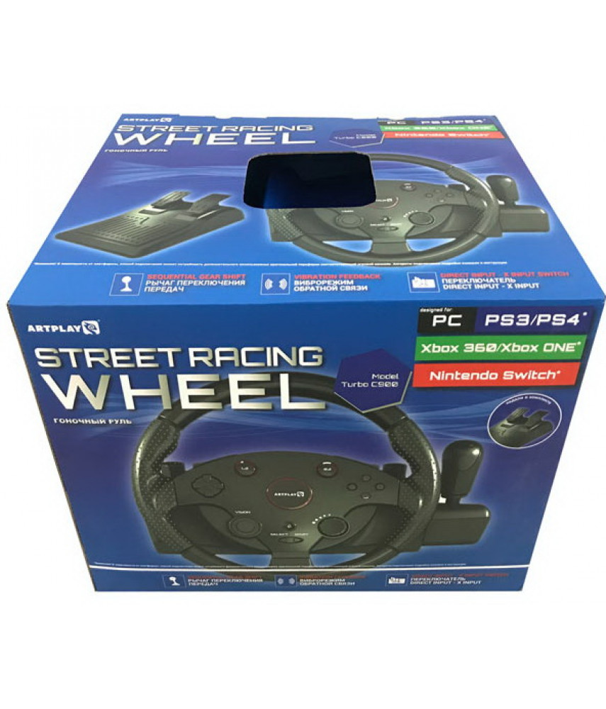 Руль Street Racing Wheel Turbo  ARTPLAYS C900 для игровых приставок PS3/PS4/Xbox360/XboxOne/Switch/PC