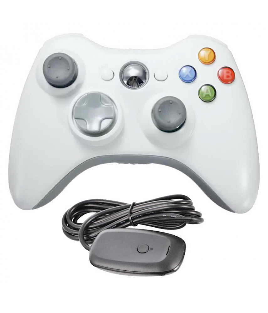Геймпад беспроводной для Xbox 360 + ресивер (белый)