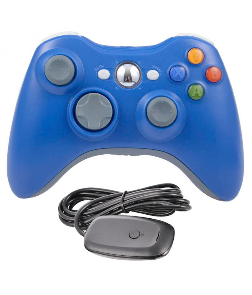 Геймпад беспроводной для Xbox 360 + ресивер (синий)