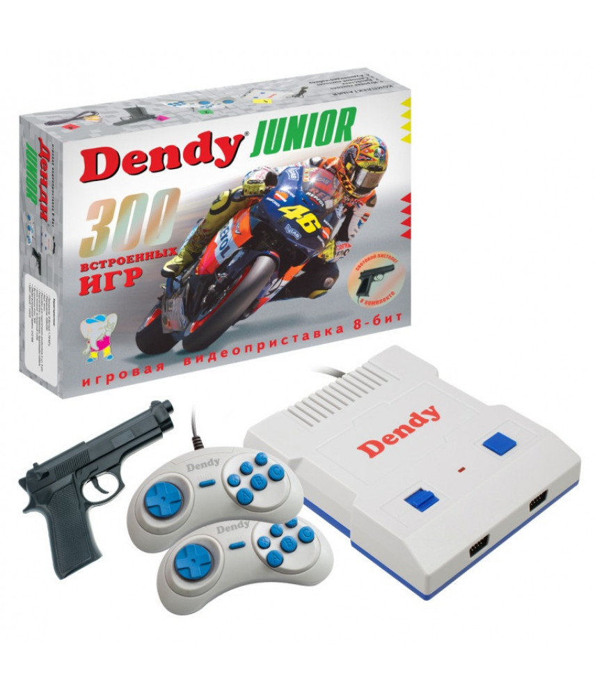 Игровая ретро приставка 8-бит Dendy Junior 300 игр + световой пистолет