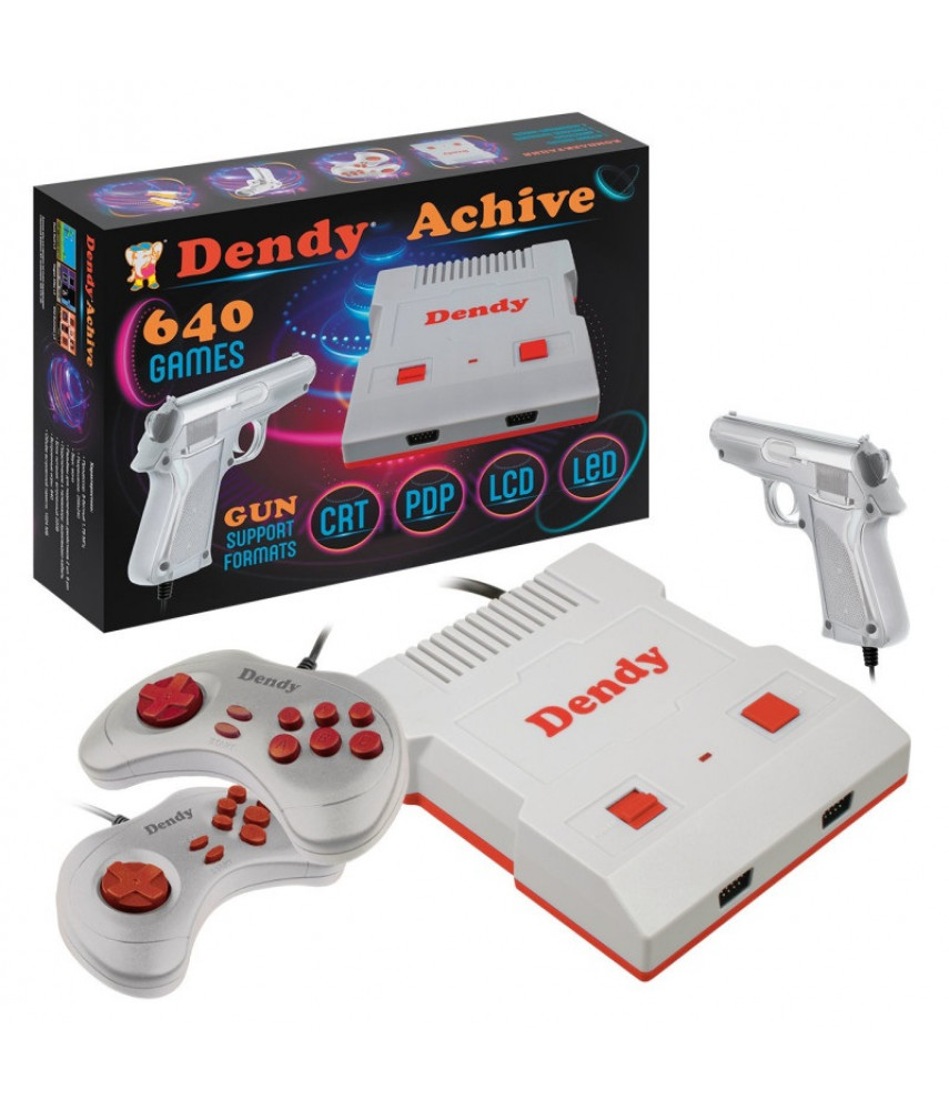 Игровая приставка 8-bit Dendy Achive (640 игр) + пистолет