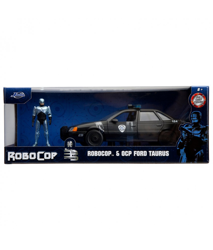 Модель машинки с фигуркой Hollywood Rides 1:24 1986 Ford Taurus with Robocop figure 33743 (Jada Toys)