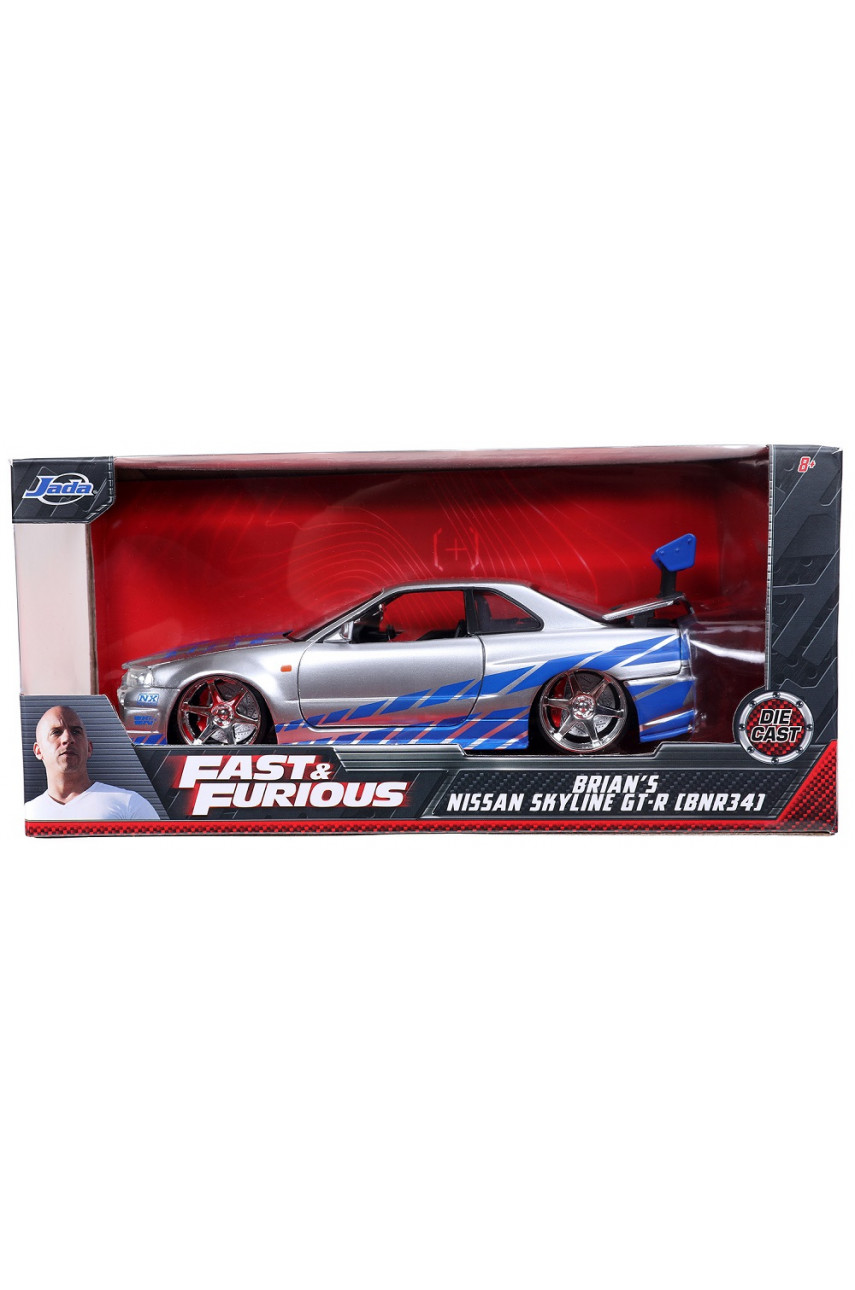 Modellino Nissan Skyline R34 Đồ Chơi Xe Mô Hình JADA TOYS Fast & Furious Brian's Nissan Skyline GT-R R34 - Silver 1:24 97158 Modellino Jada Fast Furious