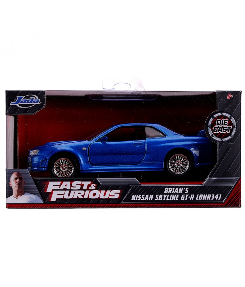 Модель автомобиля Jada Toys Fast & Furious - FF 2002 Nissan Skyline GTR R34-Blue (1:32) 97185