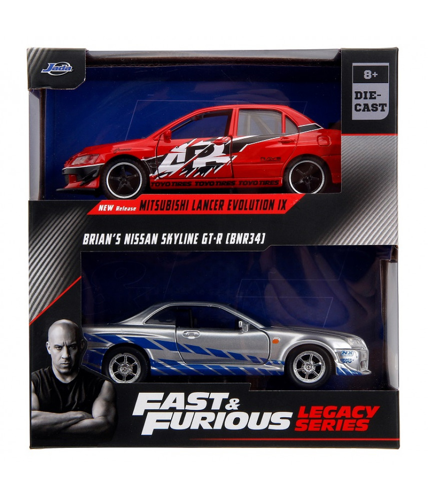 Набор машинок Jada Toys Fast & Furious - Mitsubishi Lancer Evolution IX / Nissan Skyline GTR R34 (34256)