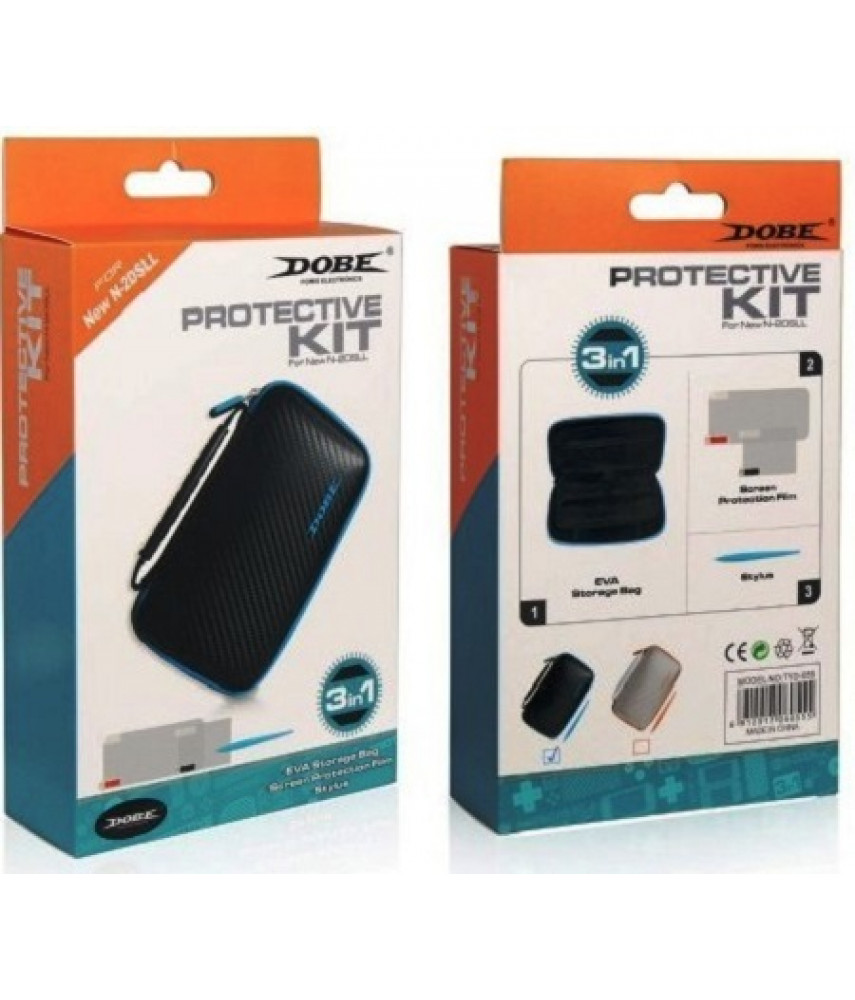Набор аксессуаров DOBE «Protective Kit» 3 в 1 (черно-бирюзовый) для New Nintendo 2DS XL (TYD-055)