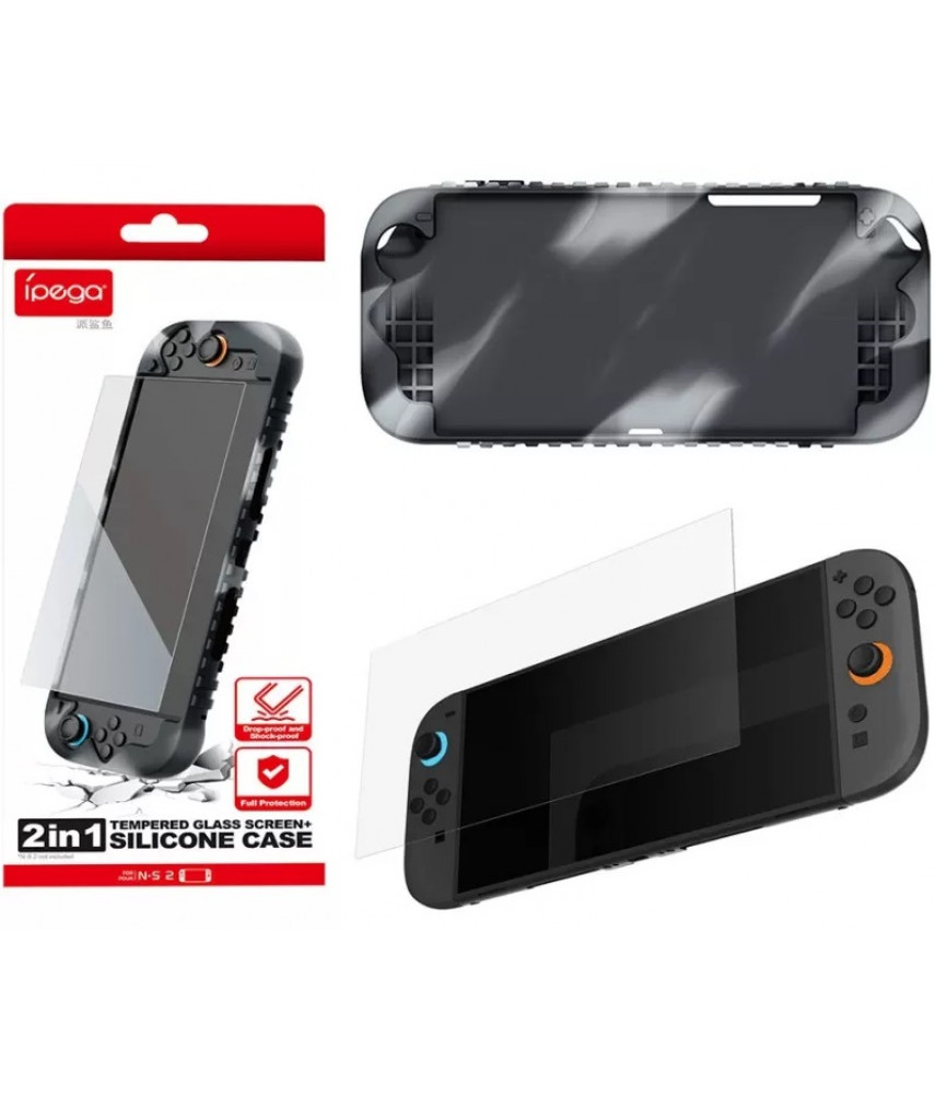 Защитный набор 2 в 1 для Nintendo Switch 2: силиконовый чехол и защитное стекло iPega (PG-SW2024A)