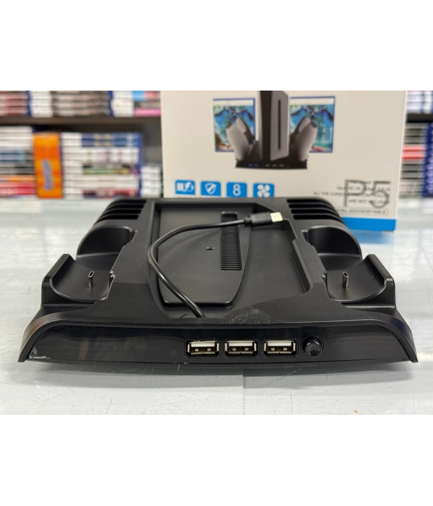 Подставка для PS5 Slim с вентилятором, зарядкой DualSense и держателем дисков (KJH-P5D-002) Подставка для PS5 Slim с вентилятором, зарядкой DualSense и держателем дисков (KJH-P5D-002)