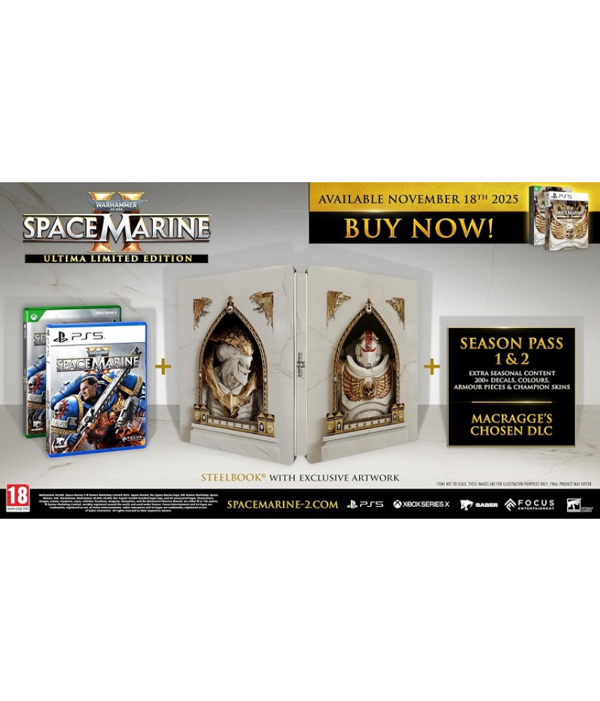 Игра Warhammer 40,000: Space Marine 2 Ultima Limited Edition для PlayStation 5. Озвучка, меню и субтитры на русском языке.
