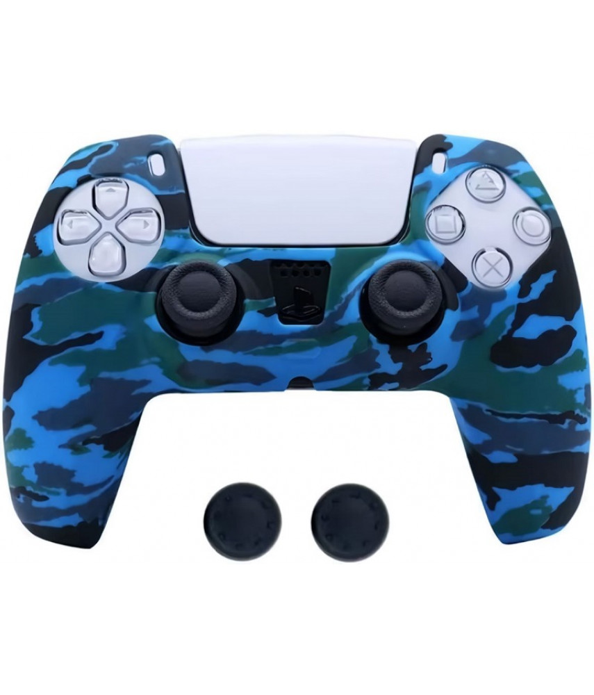 Чехол силиконовый для геймпада DualSense PS5 камуфляж + 2 накладки на стики
