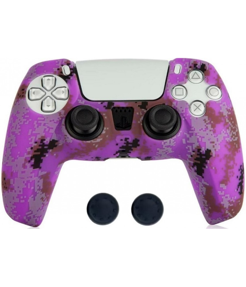 Чехол силиконовый для геймпада DualSense PS5 камуфляж + 2 накладки на стики