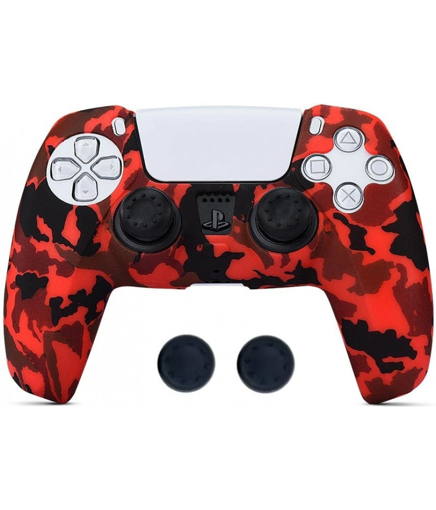 Чехол силиконовый для геймпада DualSense PS5 камуфляж + 2 накладки на стики
