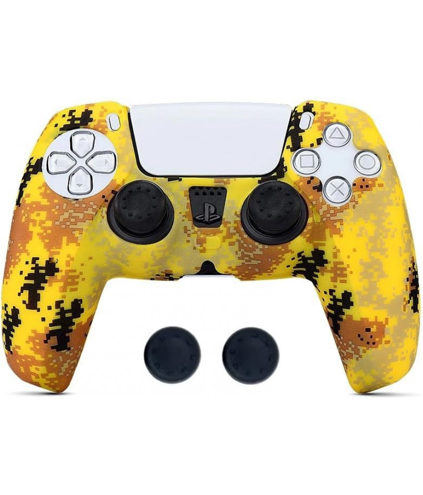 Чехол силиконовый для геймпада DualSense PS5 камуфляж + 2 накладки на стики