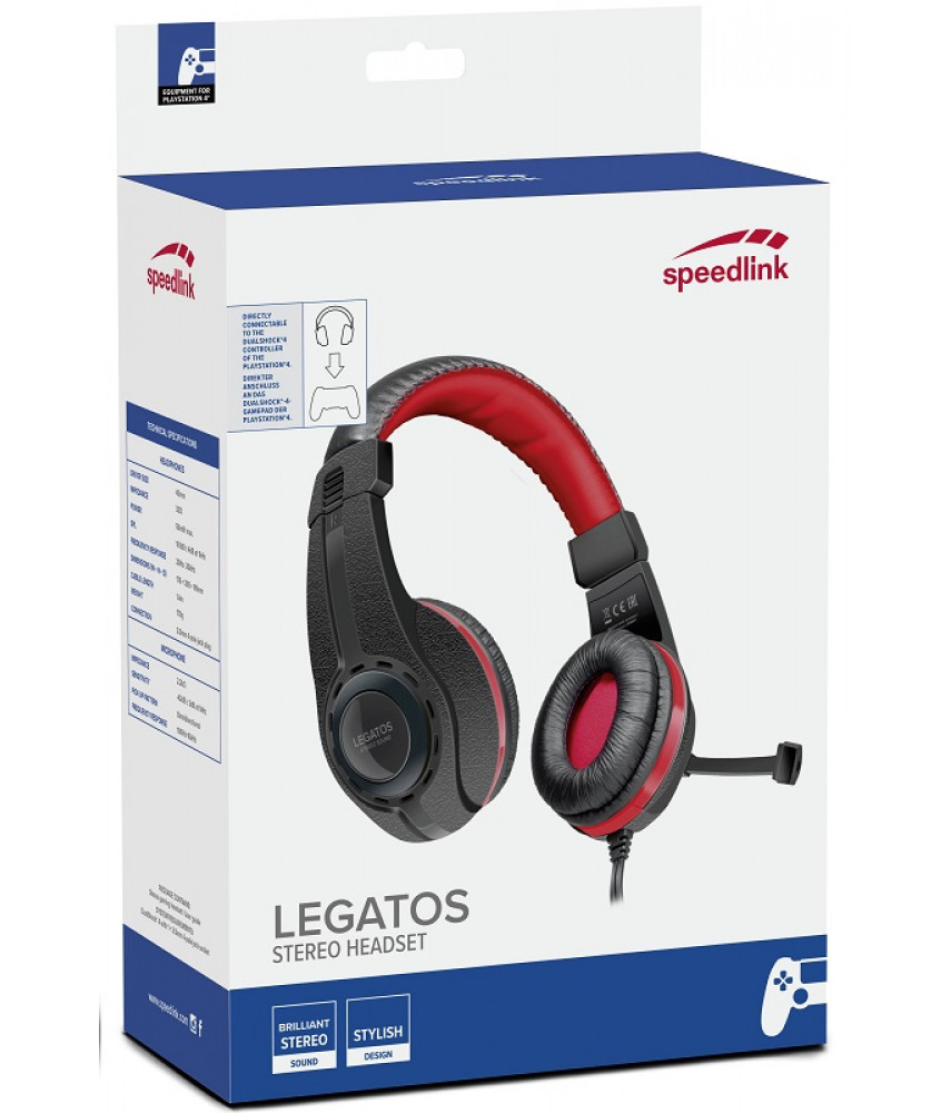 PS4 Игровая гарнитура Speedlink Legatos Stereo Headset, PS4 (SL-450302-BK)