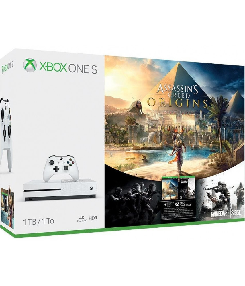 Игровая приставка Xbox One SLIM 1TB + Assassins Creed Origins + Tom Clancy's Rainbow Six Осада