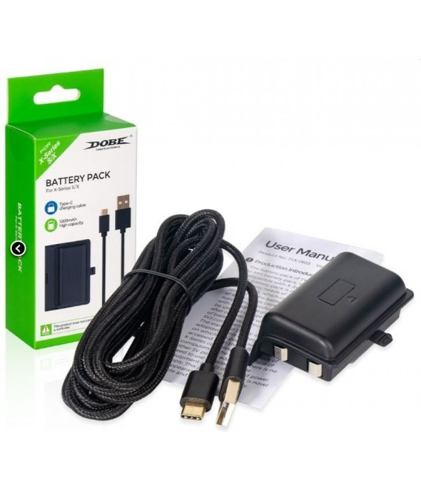 Аккумулятор DOBE 1200mAh для геймпада XBOX Series X|S + зарядный кабель (чёрный) (TYX-0633)